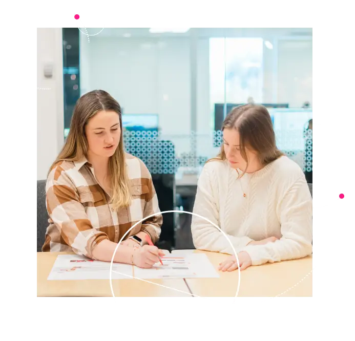 Clear Digital team strategizing B2B brand messaging solutions, developing messaging frameworks and brand voice for enterprise clients