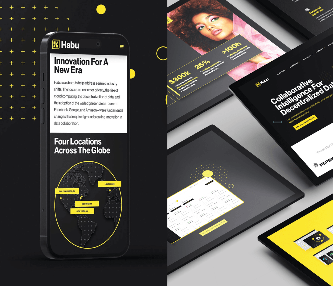 "Clear Digital case study showcasing Habu's website for advanced data collaboration platform design and development"