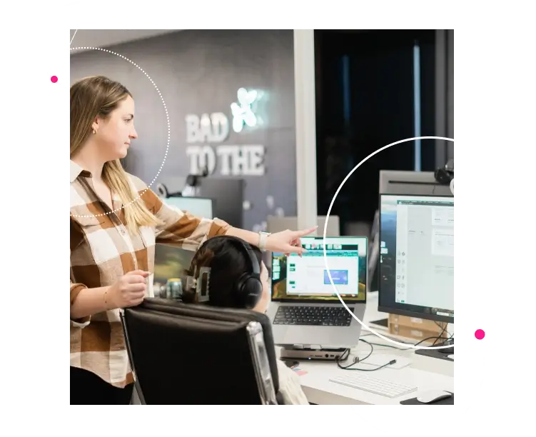 Clear Digital analytics team collaborating with a client on data strategy, metrics dashboards, and digital performance optimization.